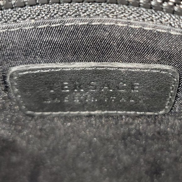 Authentic Versace Black Leather Wristlet Clutch, Gold Hardware 6.5"(L) x 10"(W) - Picture 9 of 14